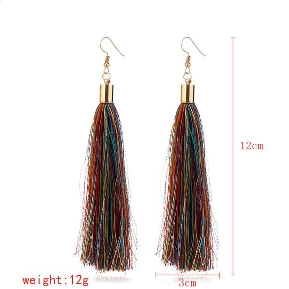 Purple tassel drop earrings gold top 3 for $20 - Picture 2 of 3